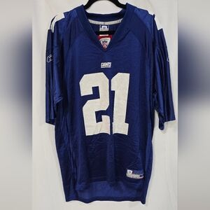 Reebok New York Giants Tiki Barber #21 men L blue jersey sport athletic football